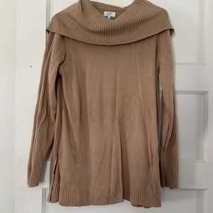 Crown & ivy cowl neck sweater tan size L